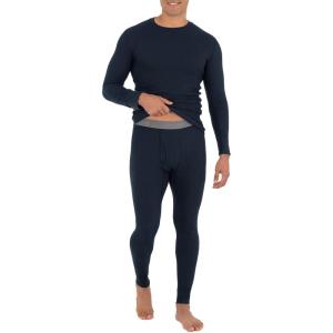 Fruit of the Loom Men’s Recycled Waffle Thermal Underwear Set (Top and Bottom)(Navy)