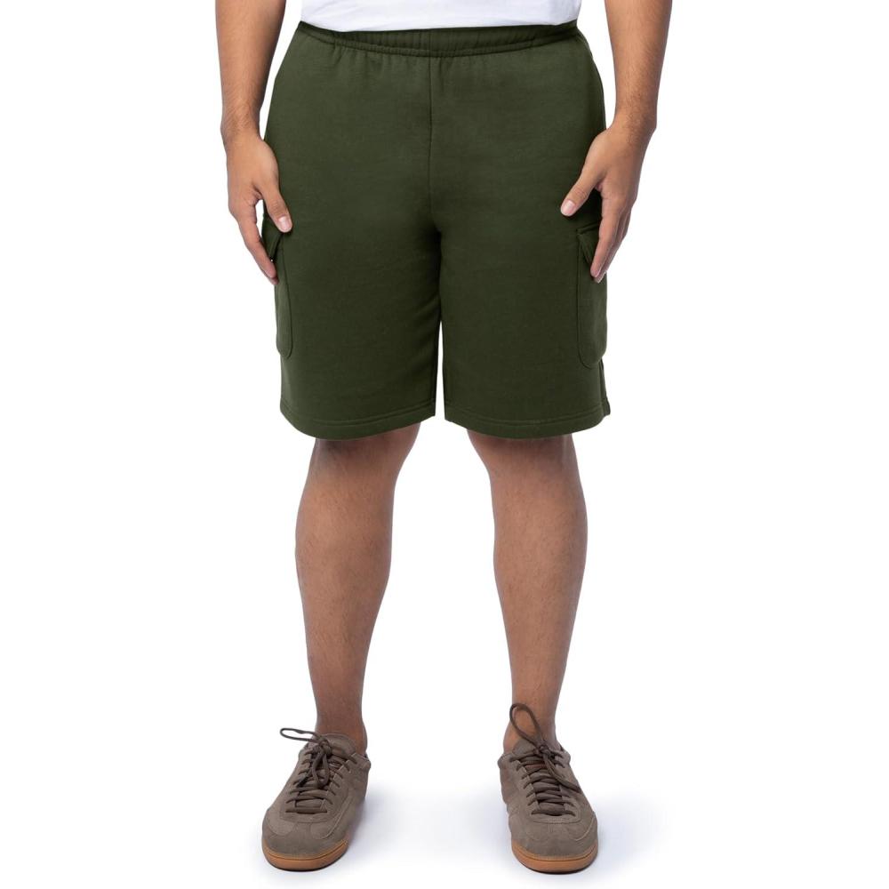 imageFruit of the Loom Mens Fleece Cargo ShortsDuffle Bag Green