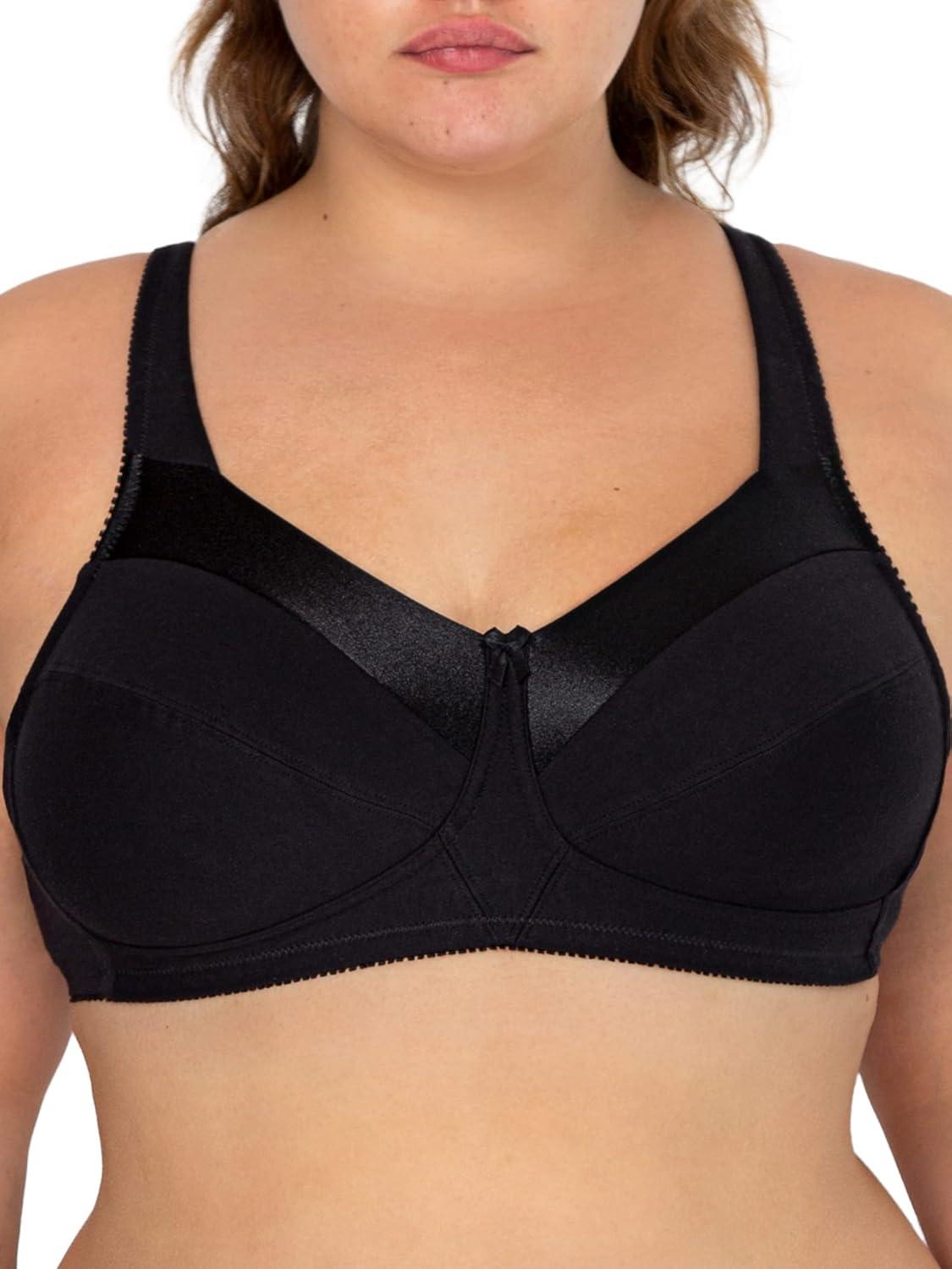 imageFruit of The Loom Womens Cotton Soft Cup Bra WireFree with Seamed Design for Extra SupportBlackWhite