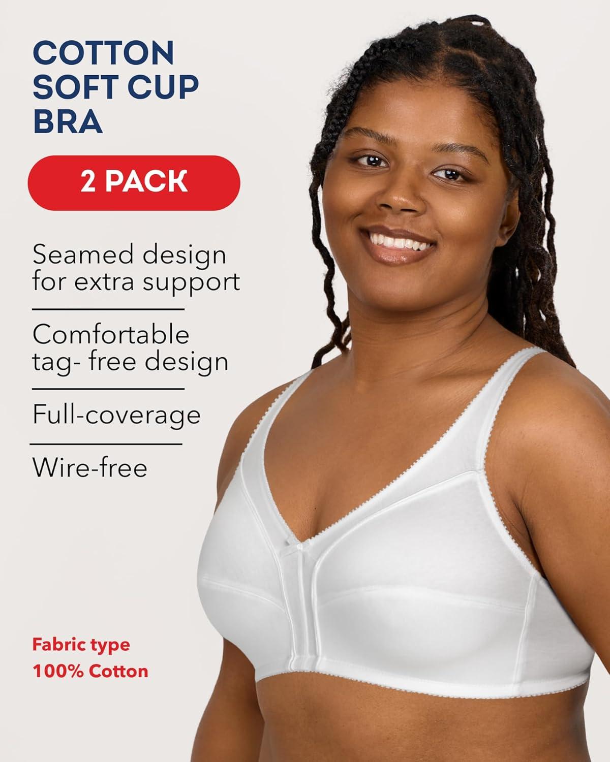 imageFruit of The Loom Womens Cotton Soft Cup Bra WireFree with Seamed Design for Extra SupportWhiteWhite