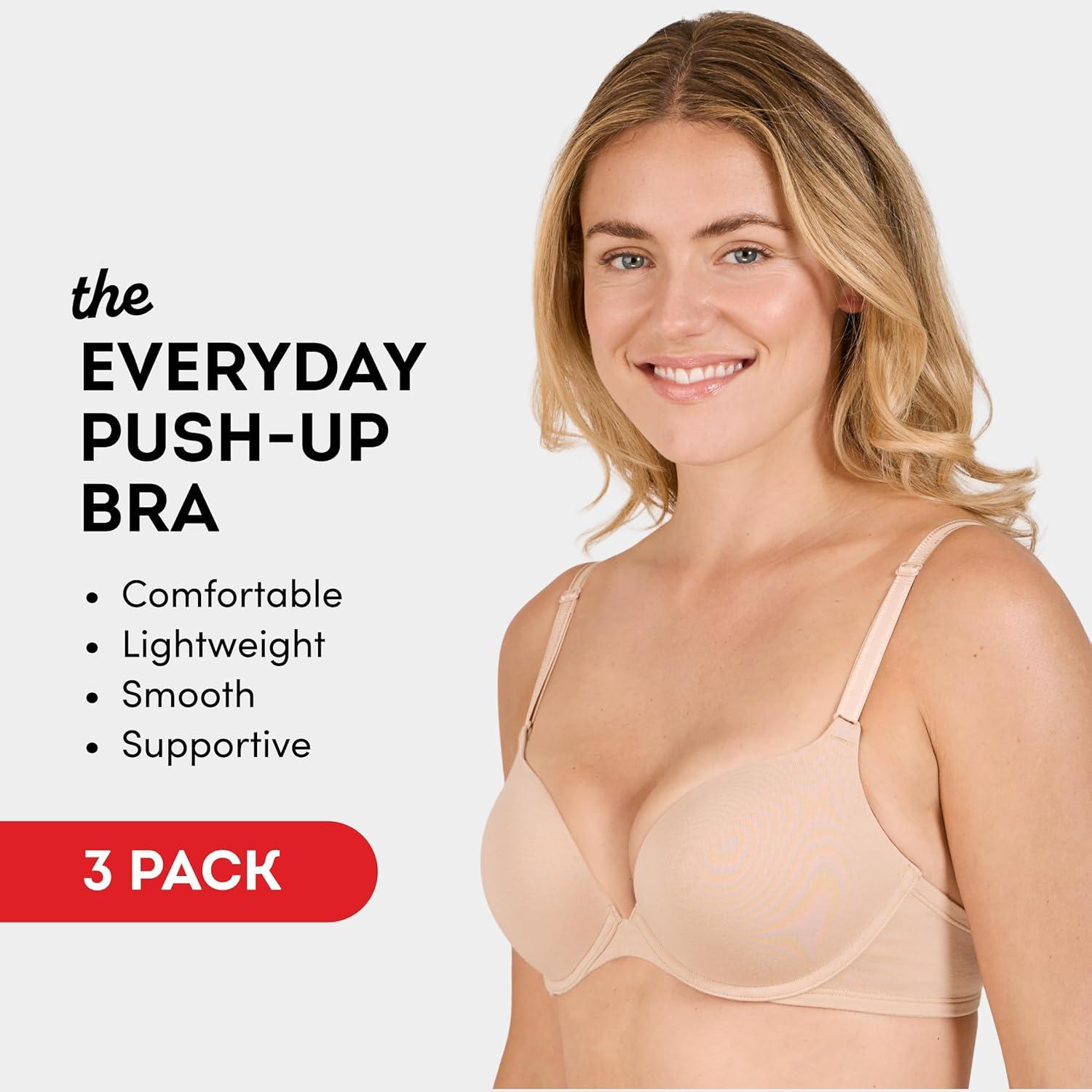 imageFruit of The Loom Womens Everyday Cotton Pushup BraBlackSandWhite