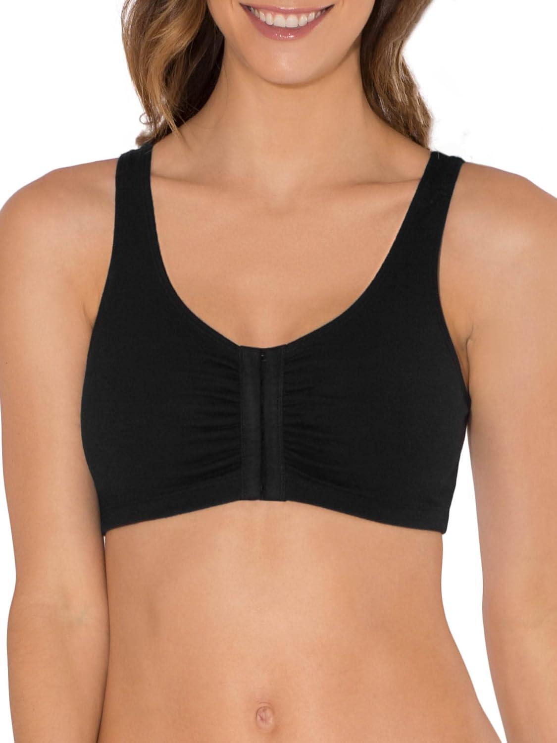 imageFruit of the Loom Woments Front Close Racerback Sport Bra 2 PackBlackWhiteHeather Grey 3pack