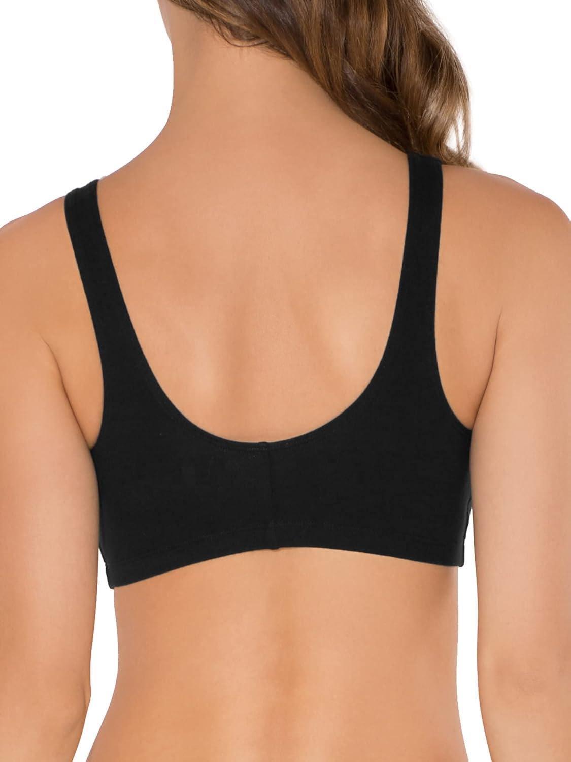 imageFruit of the Loom Woments Front Close Racerback Sport Bra 2 PackBlackWhiteHeather Grey 3pack