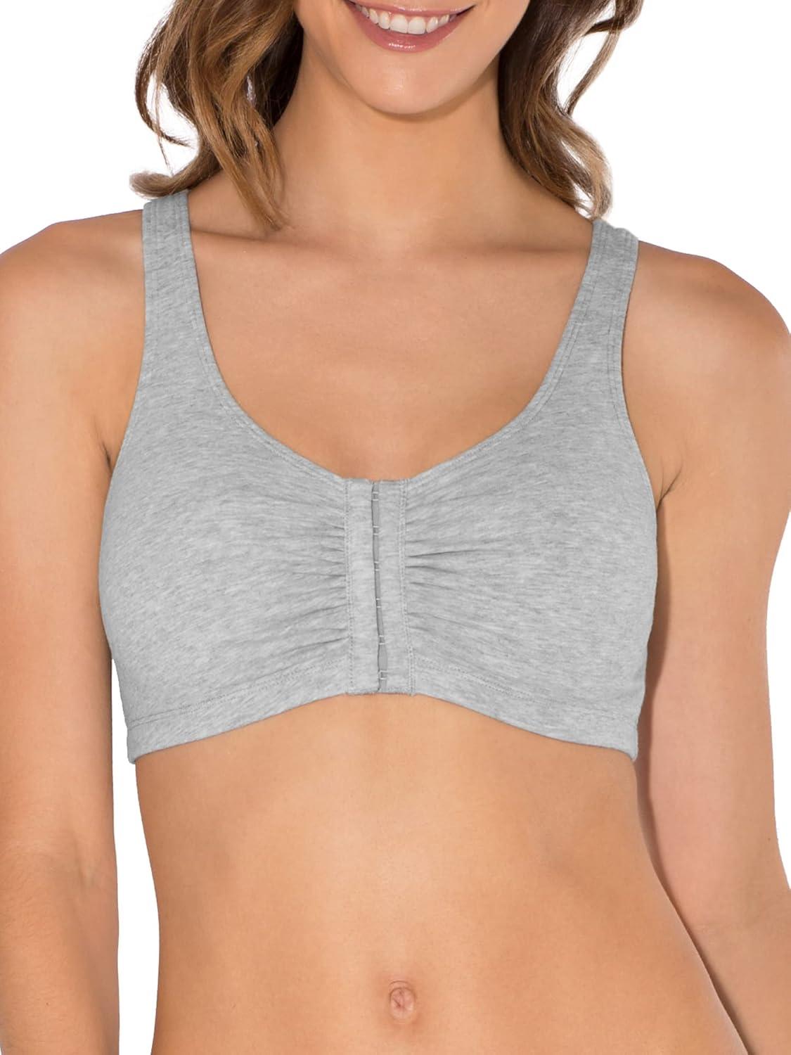 imageFruit of the Loom Woments Front Close Racerback Sport Bra 2 PackBlue Gem HeatherWhiteGrey 3pack