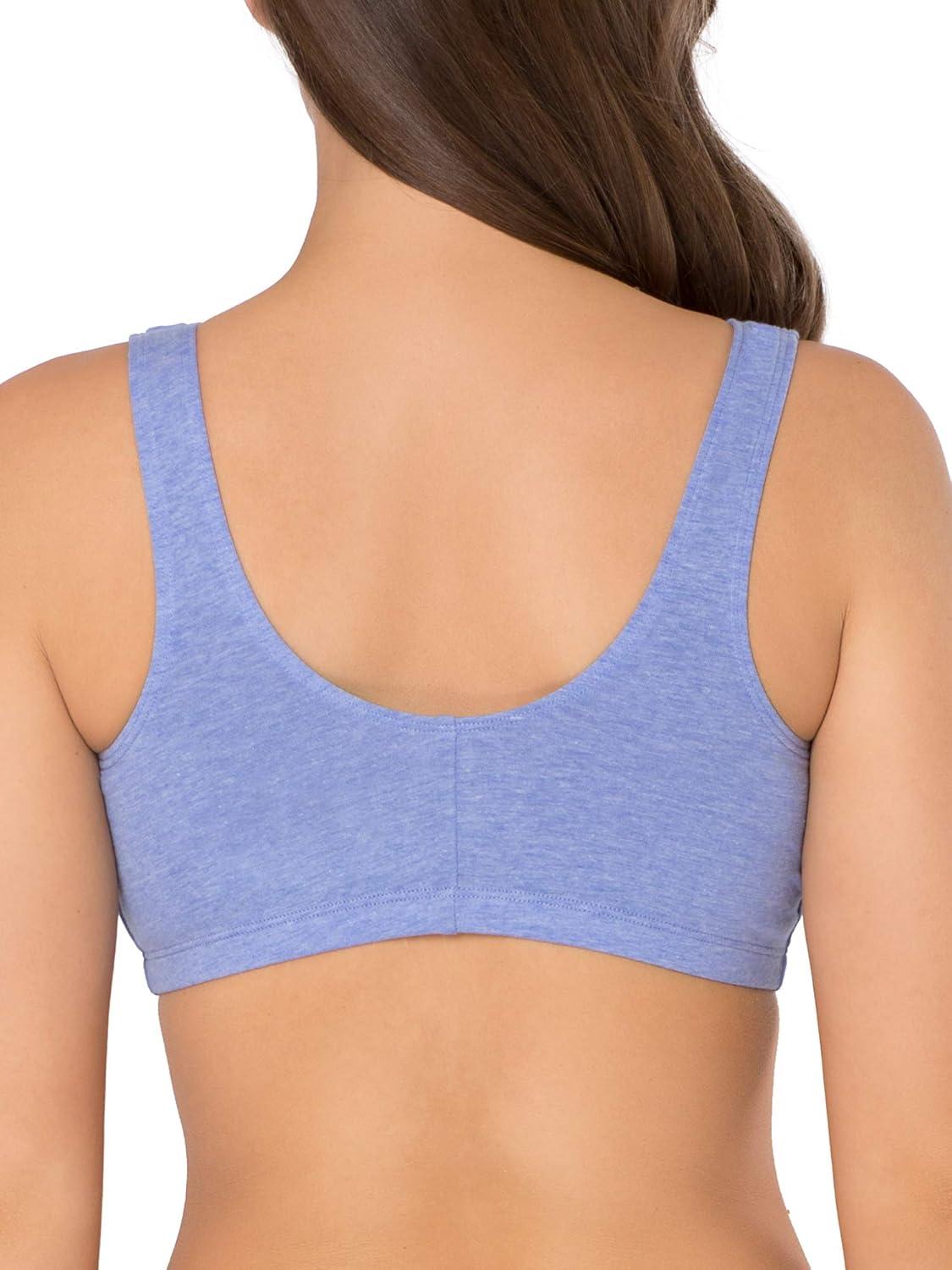 imageFruit of the Loom Woments Front Close Racerback Sport Bra 2 PackBlue Gem HeatherWhiteGrey 3pack