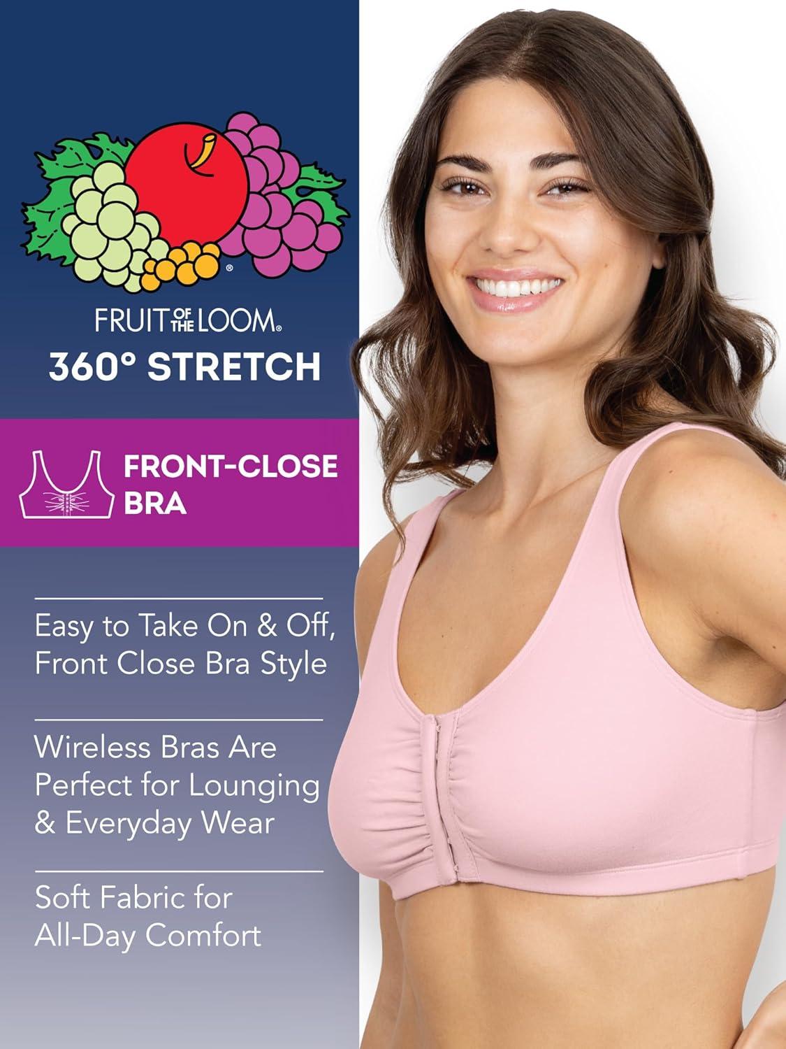 imageFruit of the Loom Woments Front Close Racerback Sport Bra 2 PackBlushing RoseCharcoal Heather 2pack