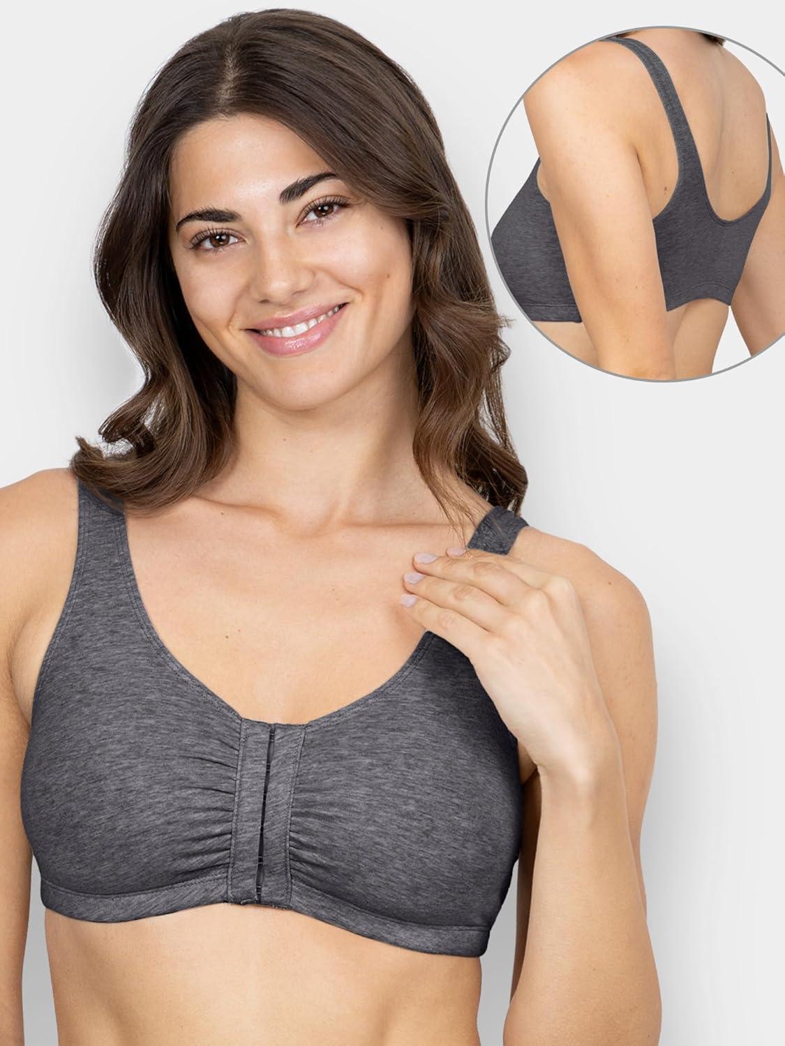 imageFruit of the Loom Woments Front Close Racerback Sport Bra 2 PackBlushing RoseCharcoal Heather 2pack