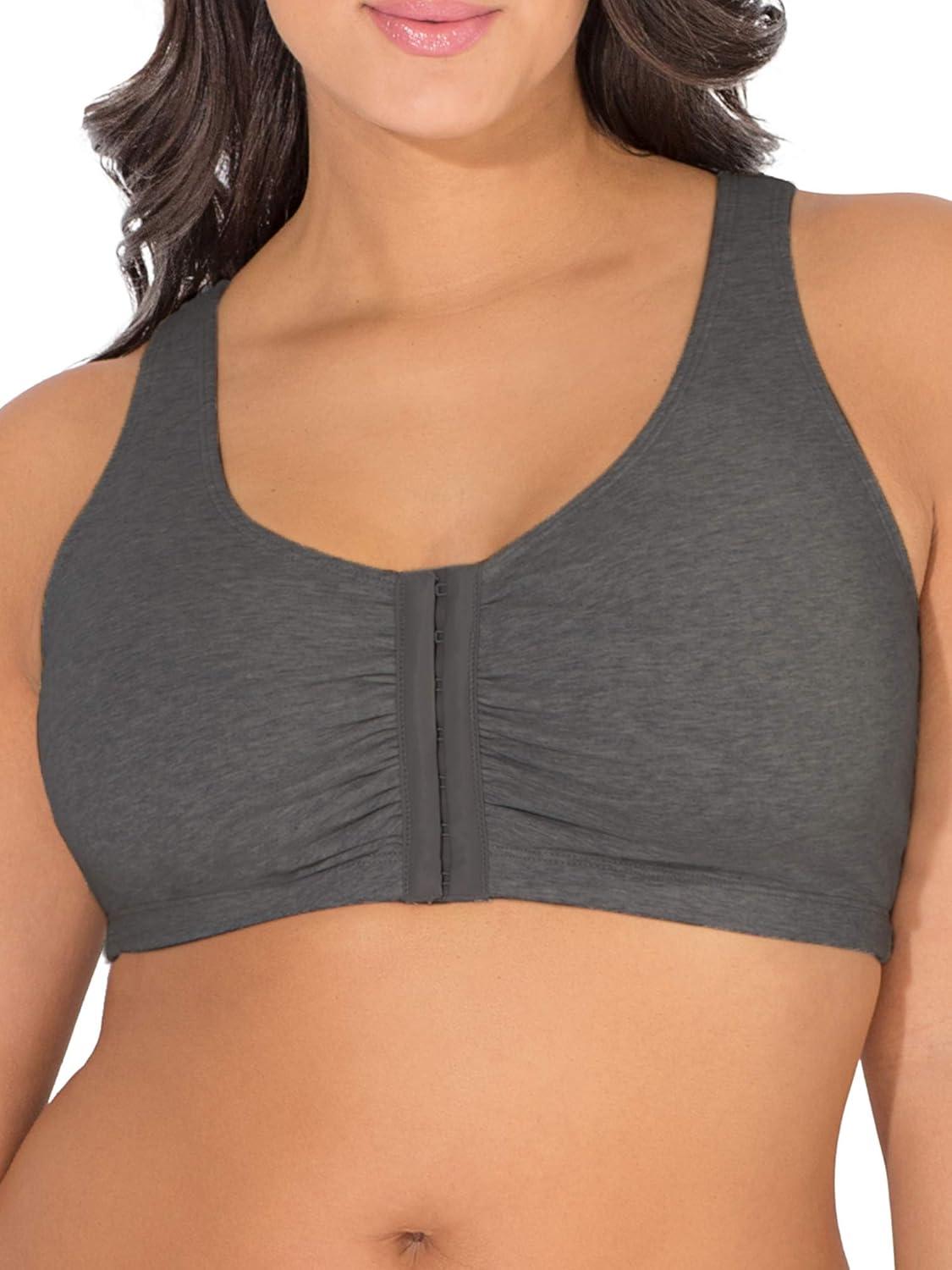 imageFruit of the Loom Woments Front Close Racerback Sport Bra 2 PackBlushing RoseCharcoalWhite 3pack
