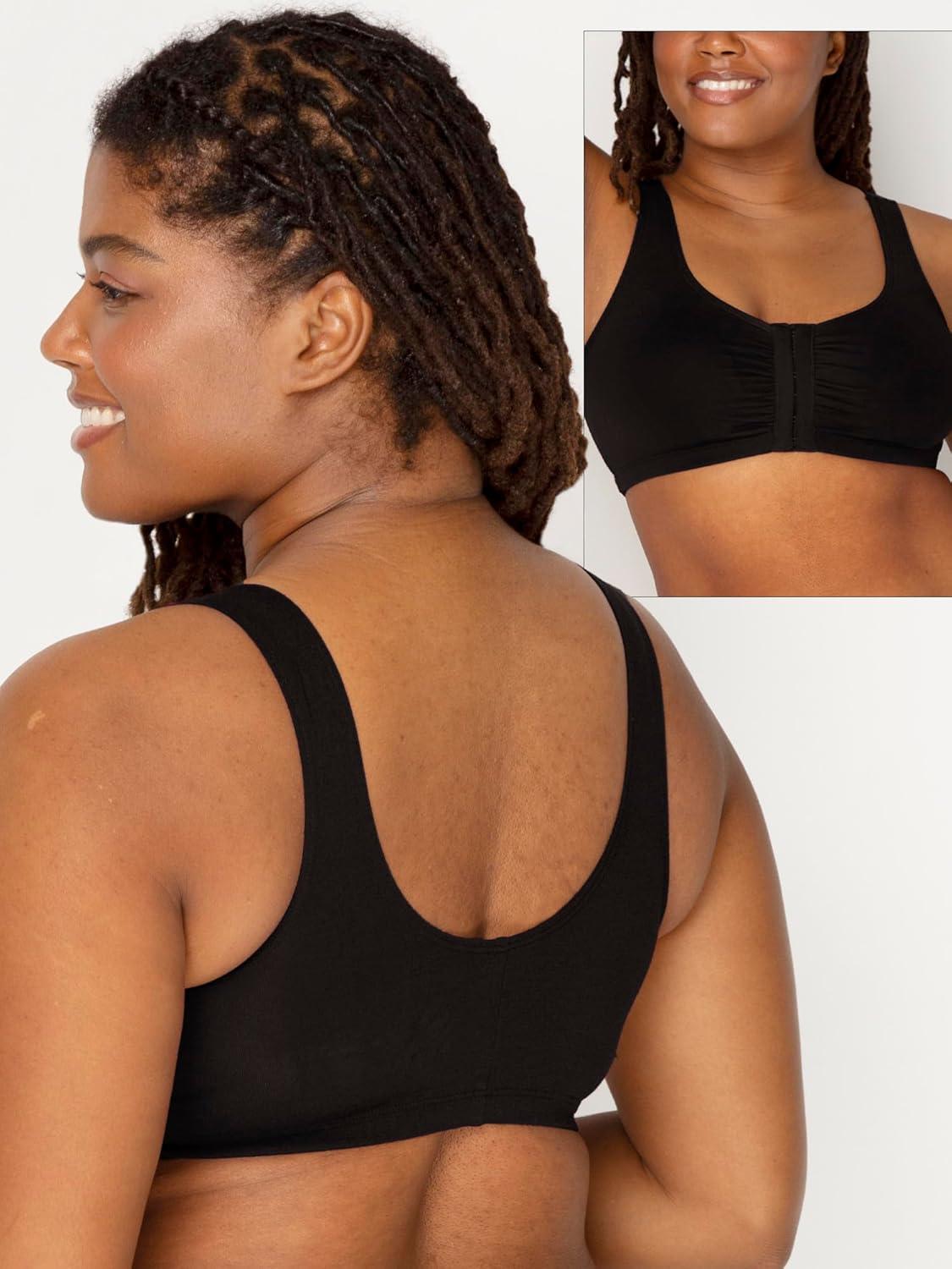 imageFruit of the Loom Woments Front Close Racerback Sport Bra 2 PackDesert Dusk Olive NightBlack