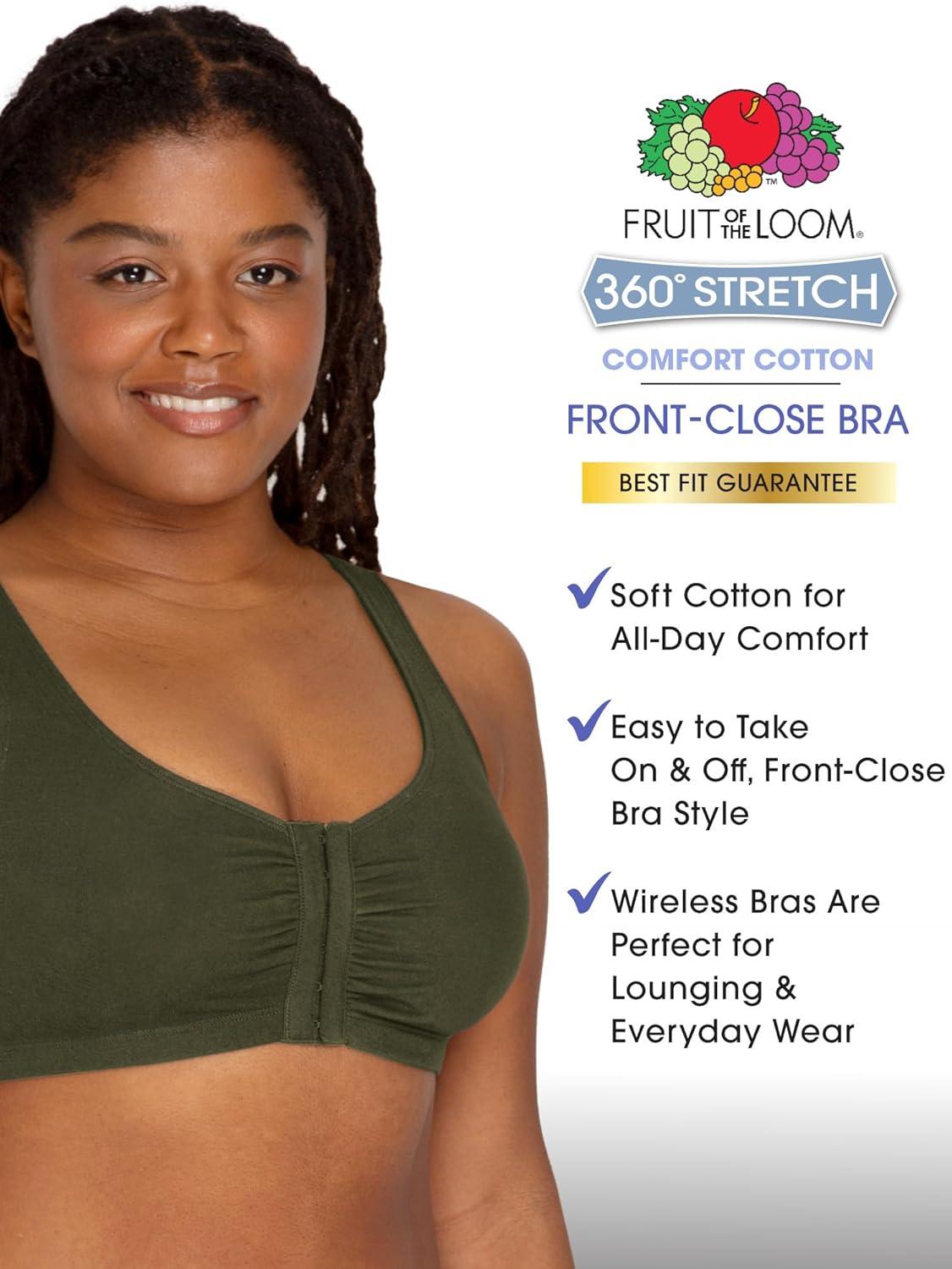 imageFruit of the Loom Woments Front Close Racerback Sport Bra 2 PackDesert Dusk Olive NightBlack