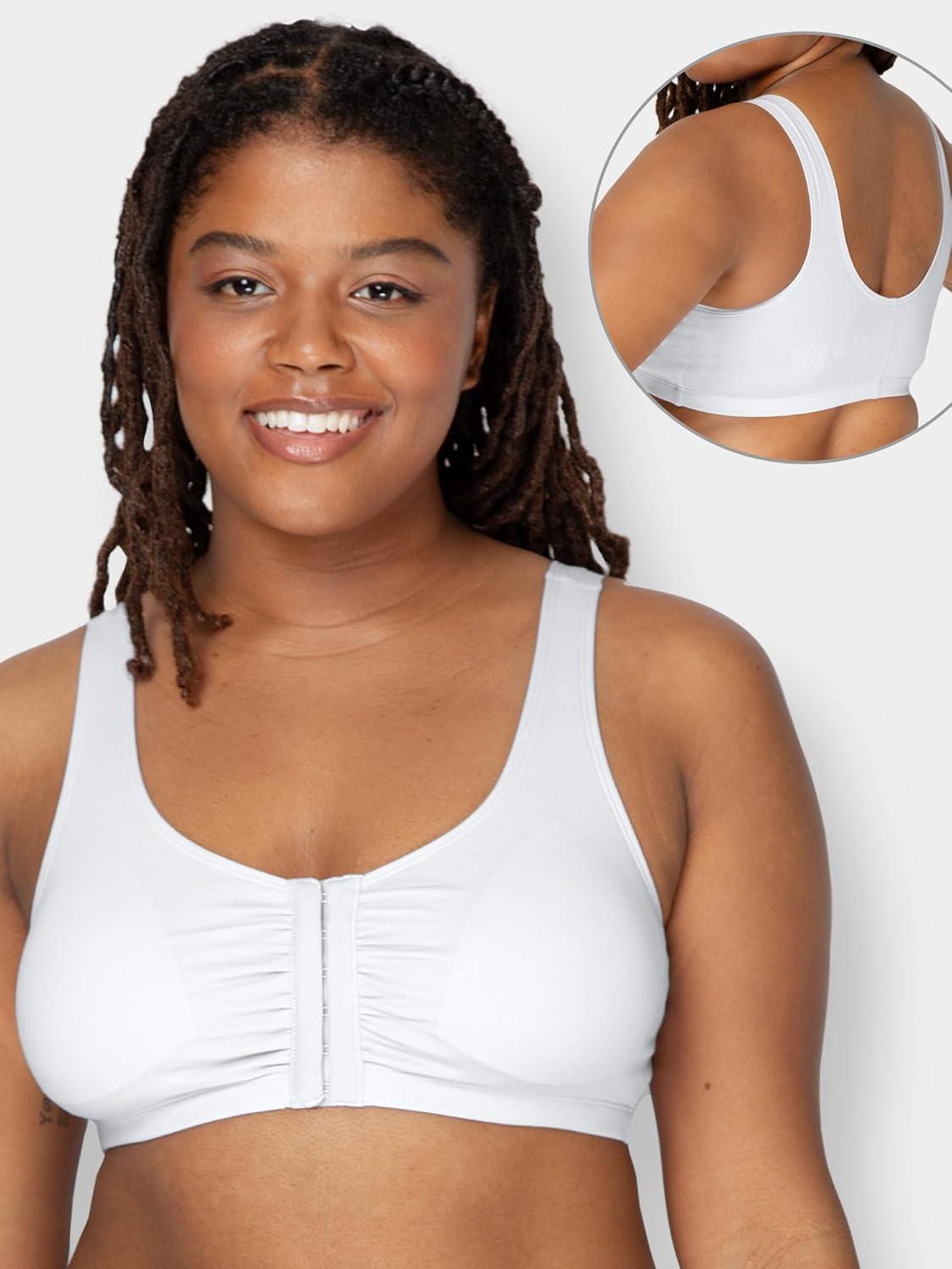 imageFruit of the Loom Woments Front Close Racerback Sport Bra 2 PackHeather GreyWhite 2pack