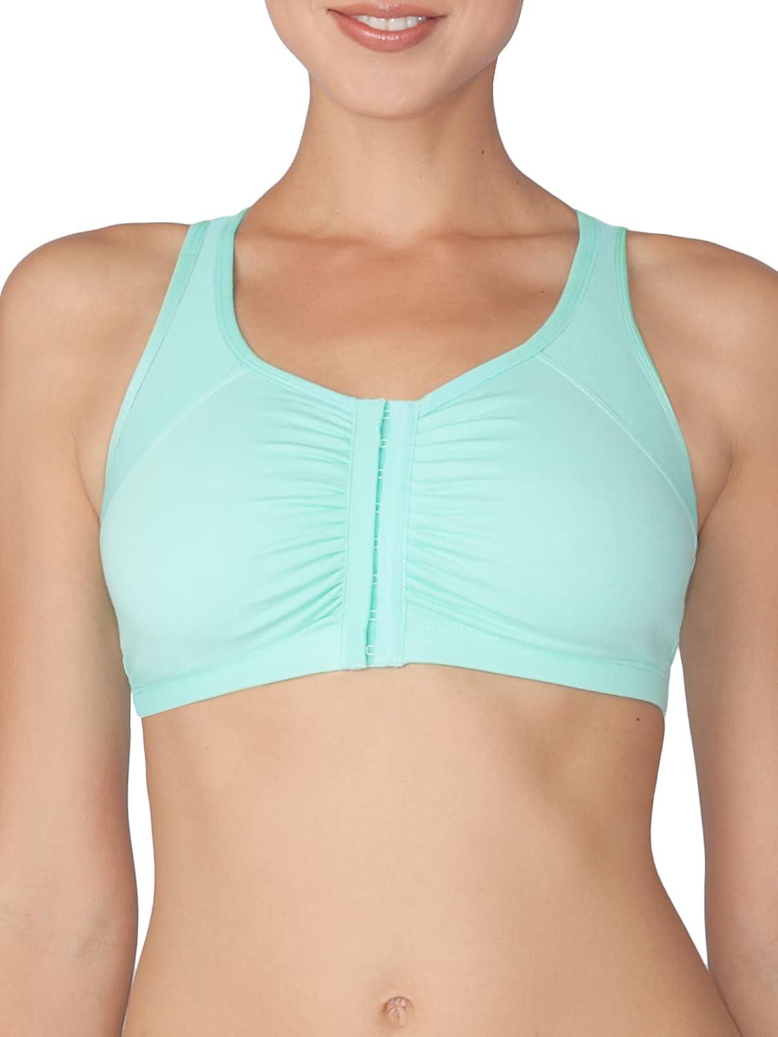imageFruit of the Loom Woments Front Close Racerback Sport Bra 2 PackMint ChipWhite