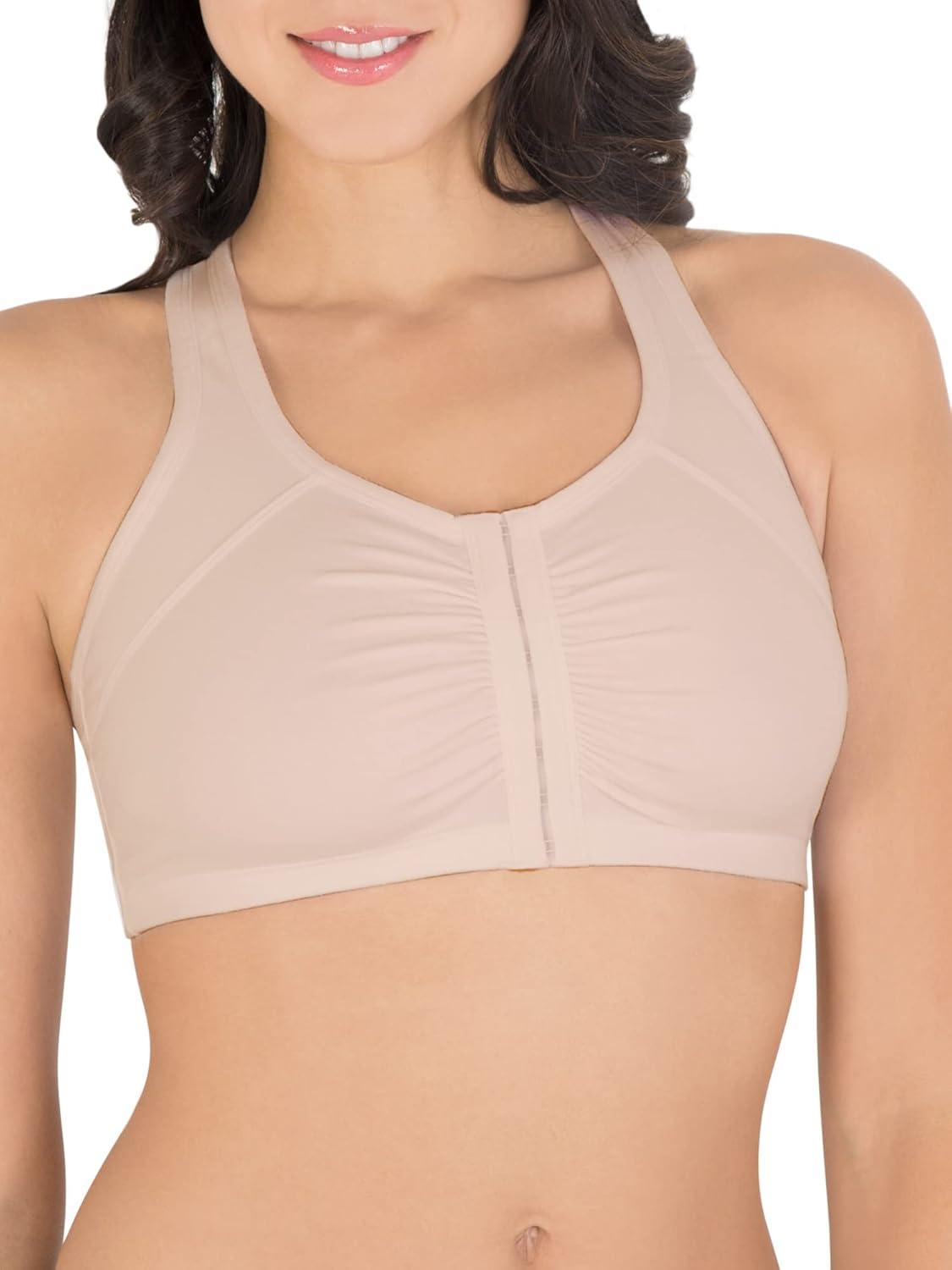 imageFruit of the Loom Woments Front Close Racerback Sport Bra 2 PackSandBlack Hue
