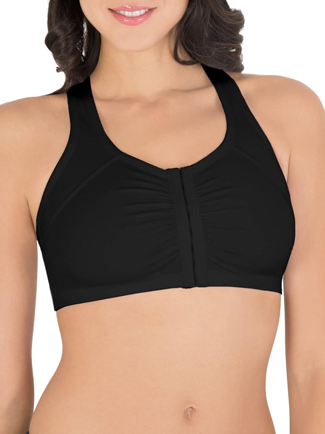 imageFruit of the Loom Woments Front Close Racerback Sport Bra 2 PackSandBlack Hue