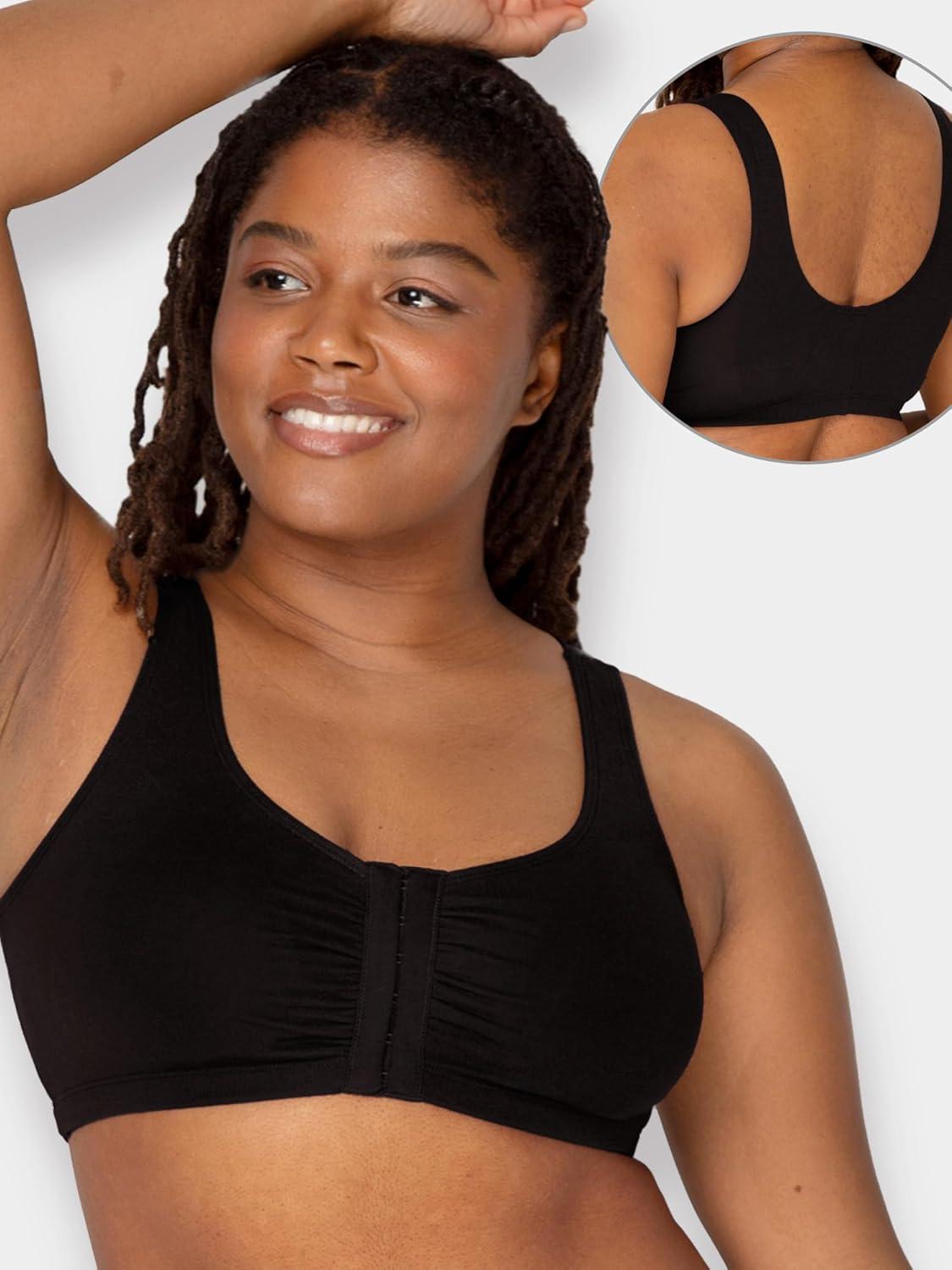 imageFruit of the Loom Woments Front Close Racerback Sport Bra 2 PackSandBlackWhite