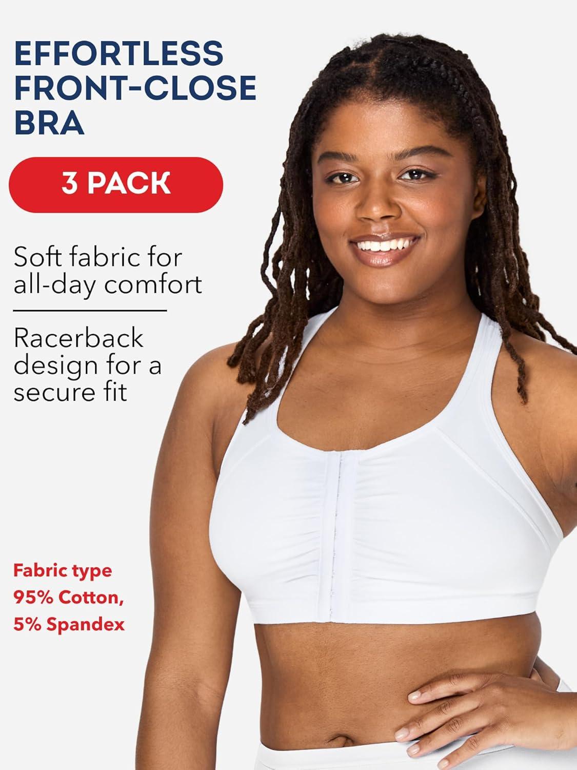 imageFruit of the Loom Woments Front Close Racerback Sport Bra 2 PackSandWhiteBlack