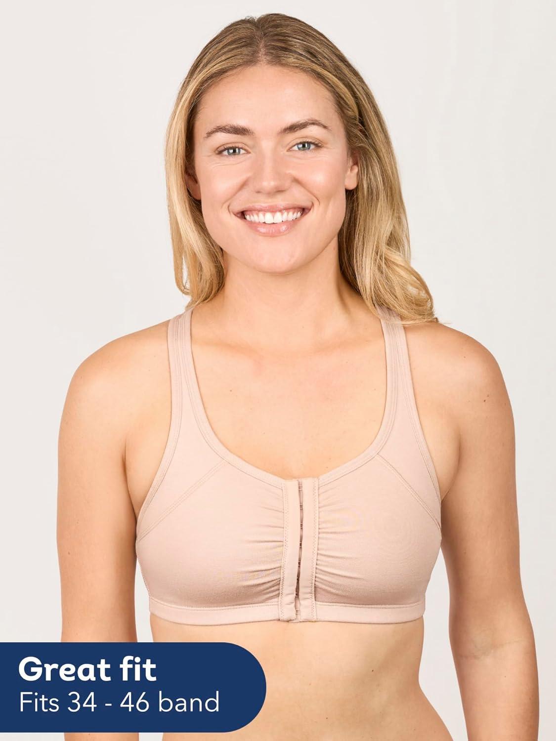 imageFruit of the Loom Woments Front Close Racerback Sport Bra 2 PackSandWhiteBlack