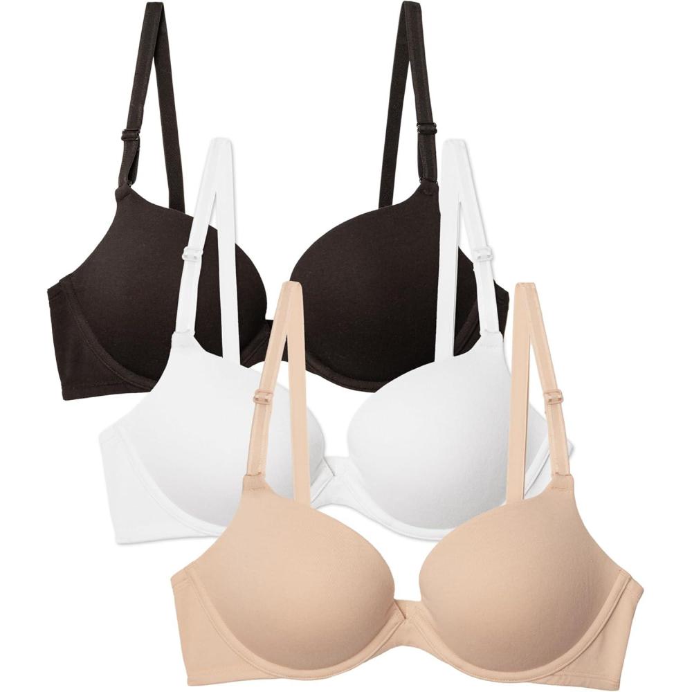 imageFruit of The Loom Womens Everyday Cotton Pushup BraBlackSandWhite