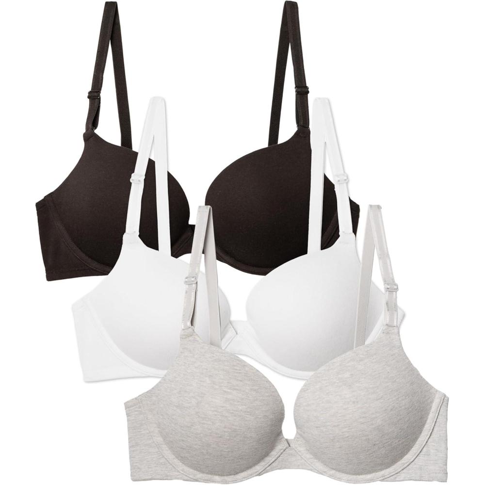 imageFruit of The Loom Womens Everyday Cotton Pushup BraBlackWhiteHeather Grey