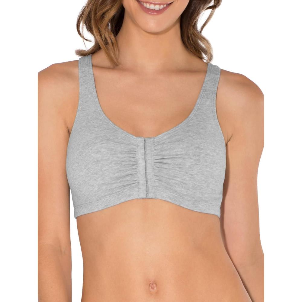 imageFruit of the Loom Woments Front Close Racerback Sport Bra 2 PackHeather Grey