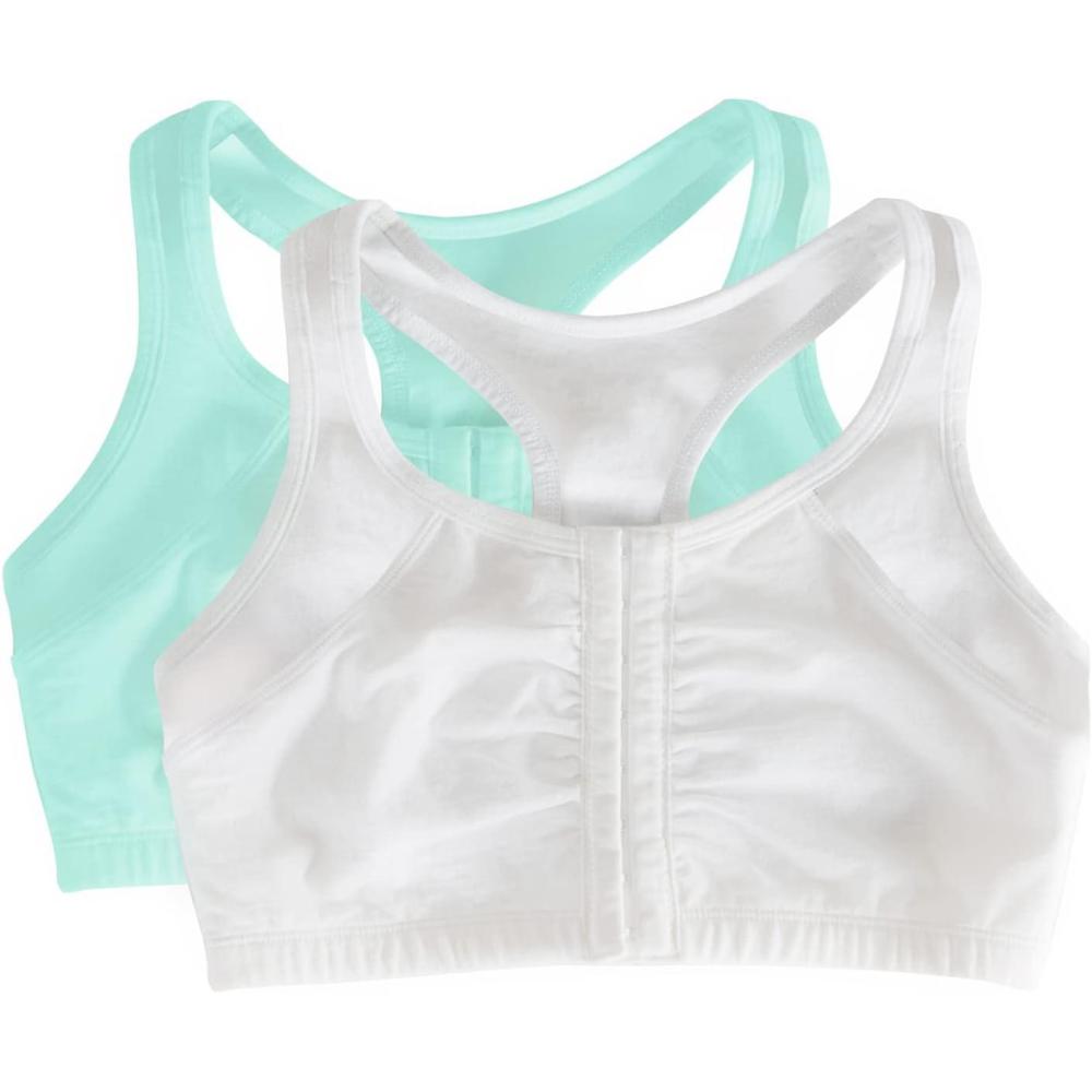 imageFruit of the Loom Woments Front Close Racerback Sport Bra 2 PackMint ChipWhite