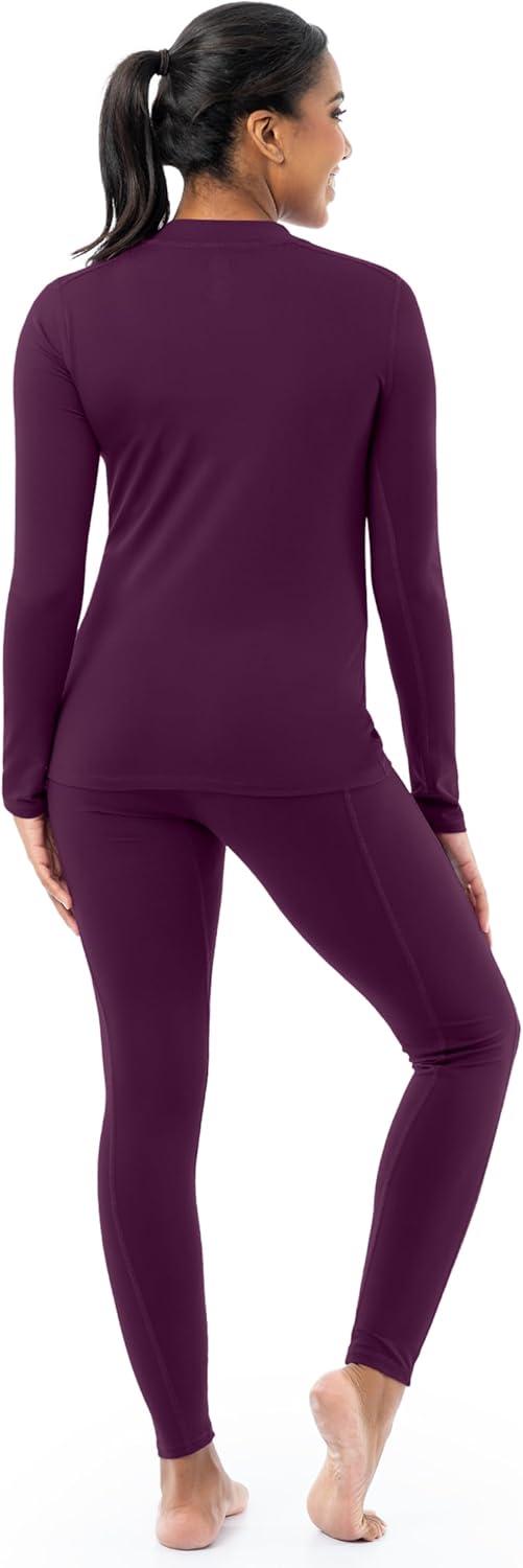 imageFruit of the Loom Womens High Neck Top and Legging Thermal SetPurple