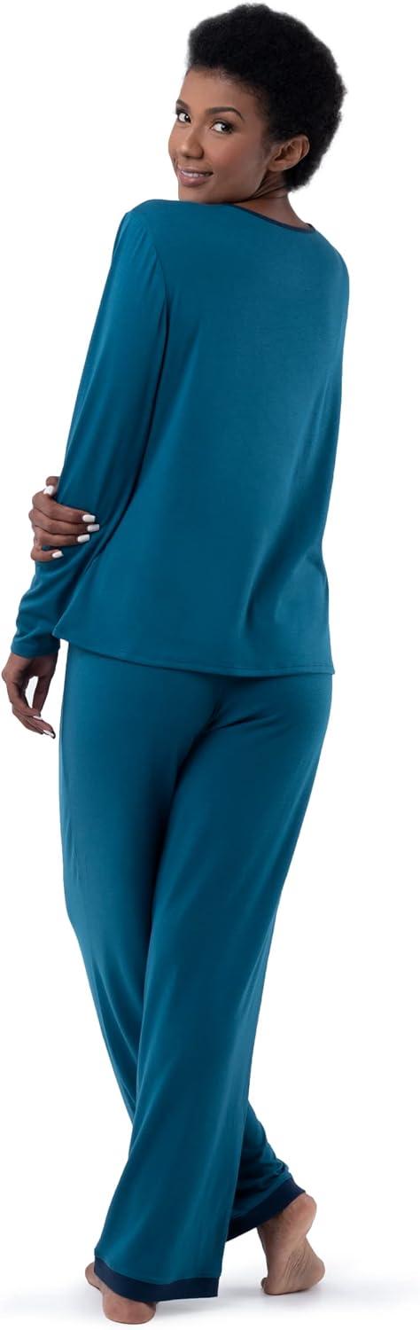 imageFruit of the Loom Womens Long Sleeve Tee and Pant 2 Piece Sleep SetDark Sea