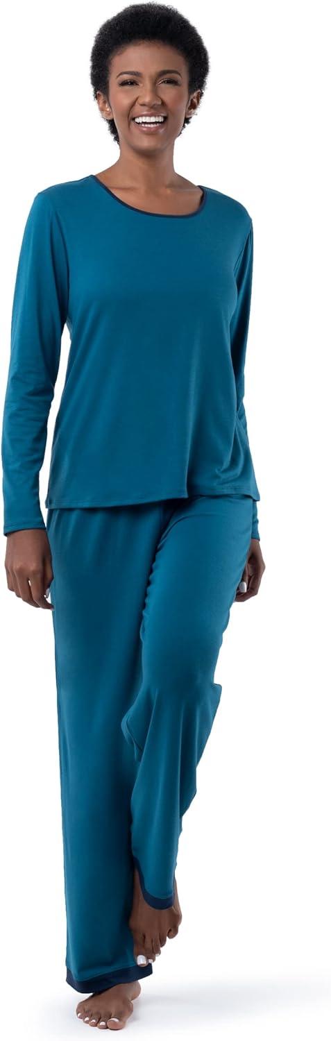 imageFruit of the Loom Womens Long Sleeve Tee and Pant 2 Piece Sleep SetDark Sea