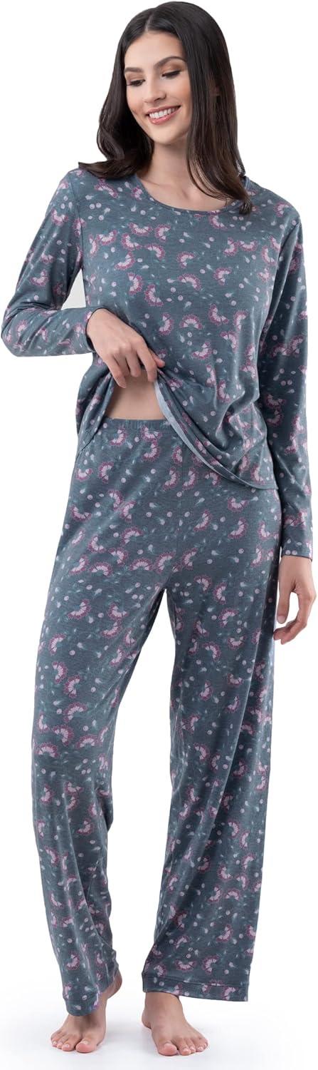 imageFruit of the Loom Womens Long Sleeve Tee and Pant 2 Piece Sleep SetFloral Print
