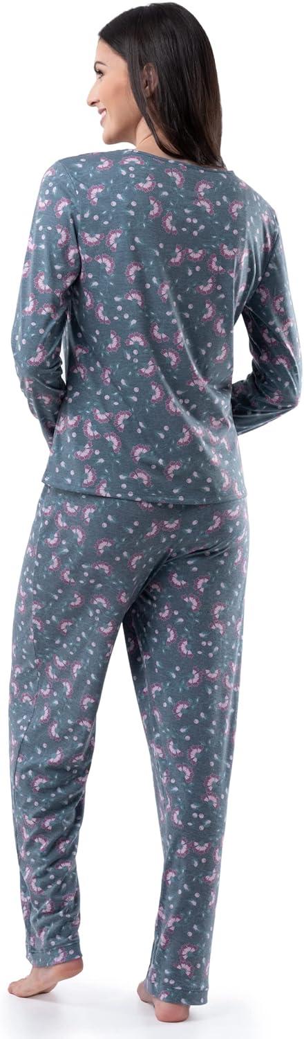 imageFruit of the Loom Womens Long Sleeve Tee and Pant 2 Piece Sleep SetFloral Print