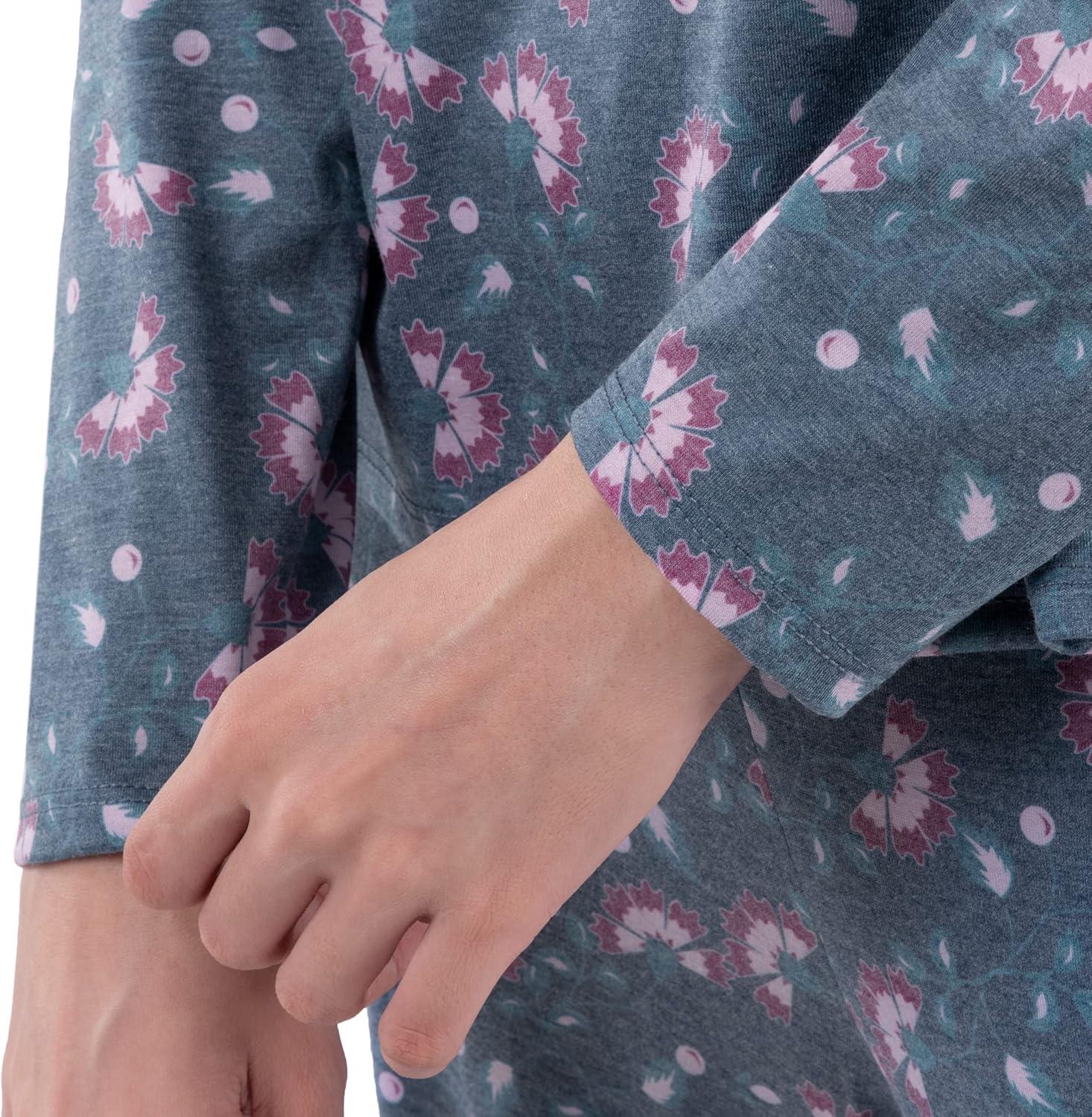 imageFruit of the Loom Womens Long Sleeve Tee and Pant 2 Piece Sleep SetFloral Print