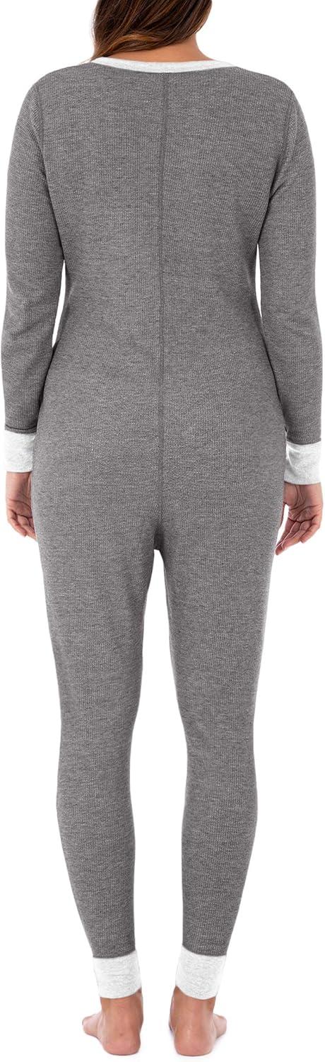 imageFruit of the Loom Womens Micro Waffle Premium Thermal Union SuitSmoke Heather