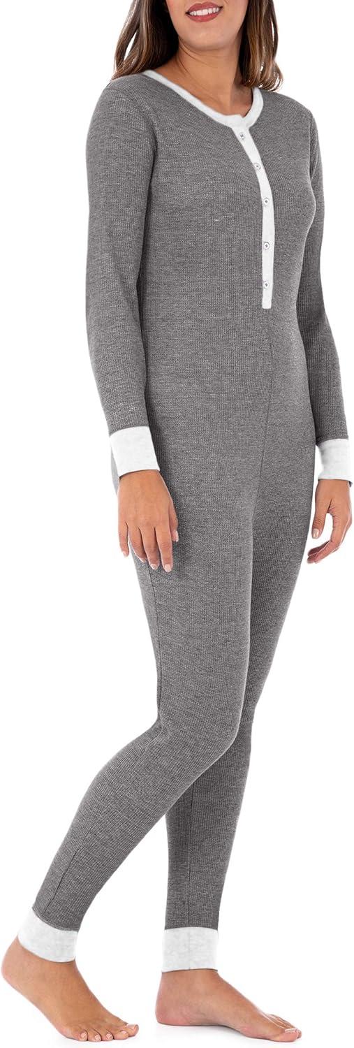 imageFruit of the Loom Womens Micro Waffle Premium Thermal Union SuitSmoke Heather
