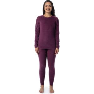 Fruit of the Loom Women’s Stretch Fleece Lined Thermal Long Johns Underwear Set(Purple)