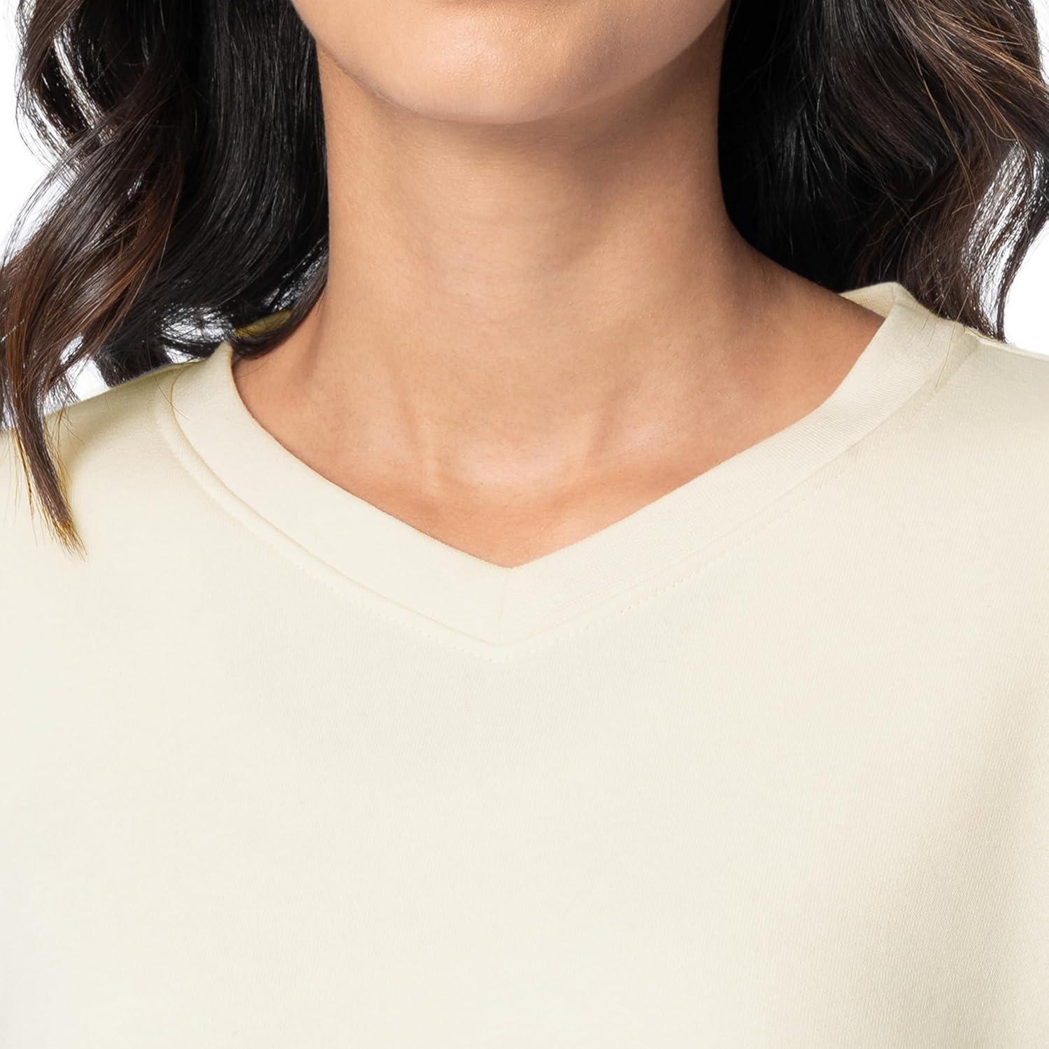 imageFruit of the Loom Womens Vneck Fleece Pullover Cropped SweatshirtButtercream