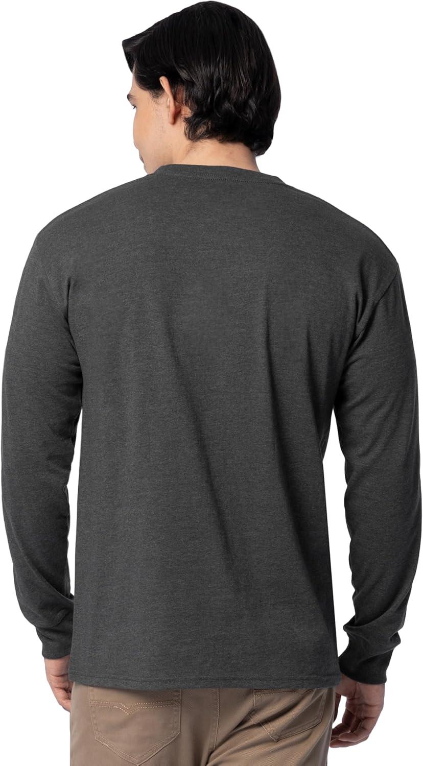 imageFruit of The Loom Mens Eversoft Cotton Long Sleeve T Shirts Breathable amp Moisture Wicking with Odor ControlLong Sleeve Black Heather