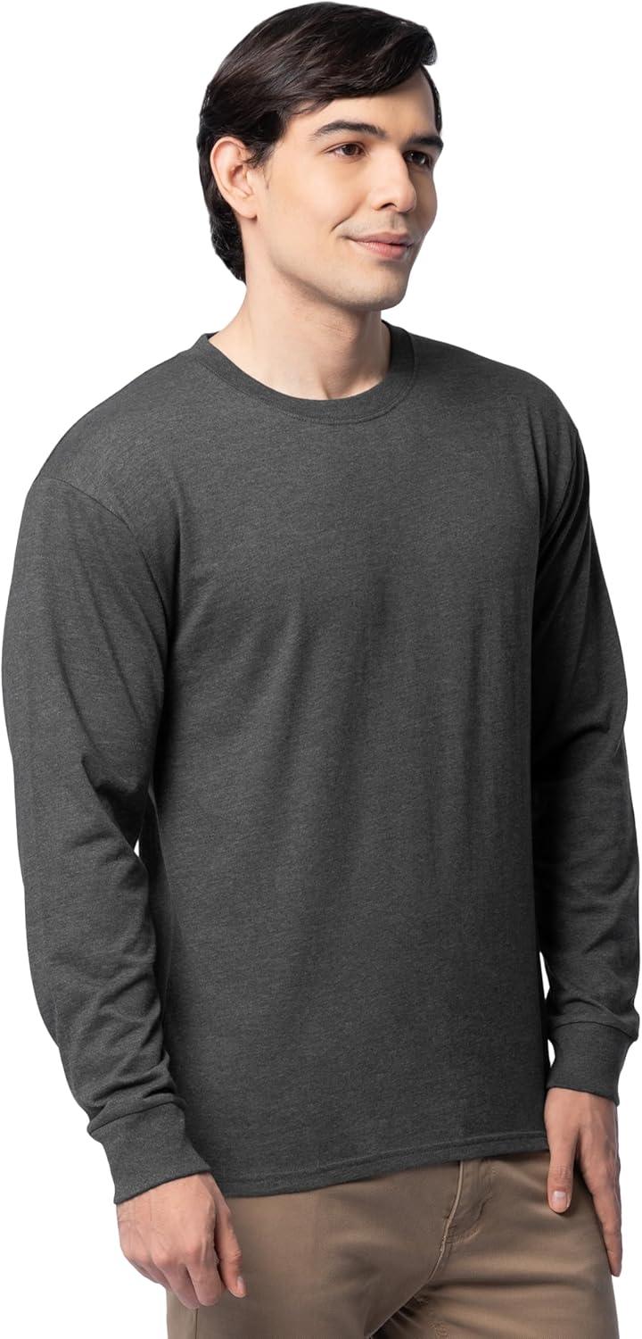 imageFruit of The Loom Mens Eversoft Cotton Long Sleeve T Shirts Breathable amp Moisture Wicking with Odor ControlLong Sleeve Black Heather