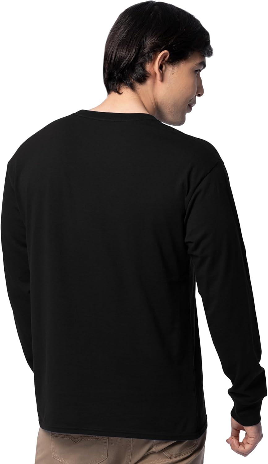 imageFruit of The Loom Mens Eversoft Cotton Long Sleeve T Shirts Breathable amp Moisture Wicking with Odor ControlLong Sleeve Black Ink