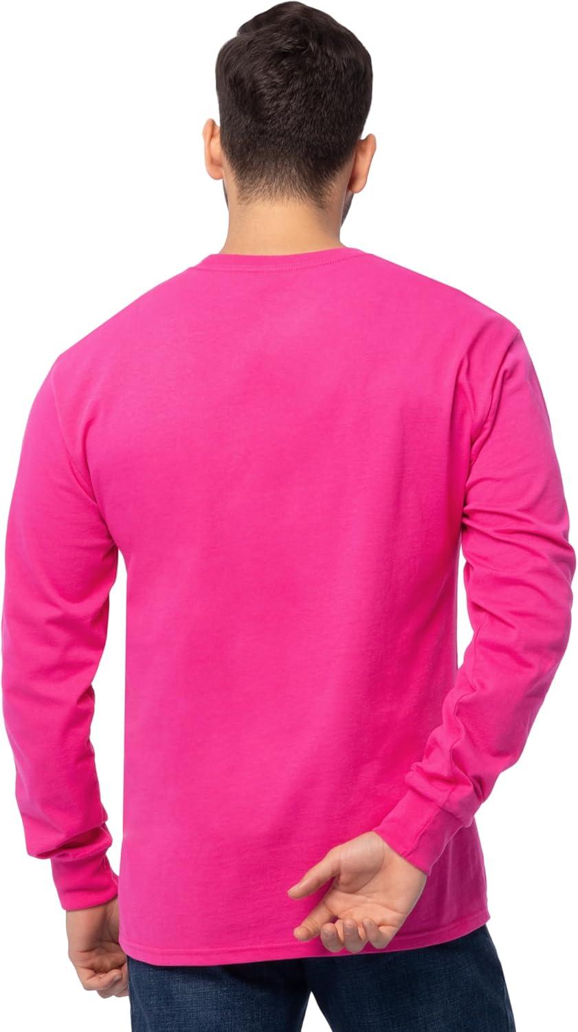 imageFruit of The Loom Mens Eversoft Cotton Long Sleeve T Shirts Breathable amp Moisture Wicking with Odor ControlLong Sleeve Cyber Pink