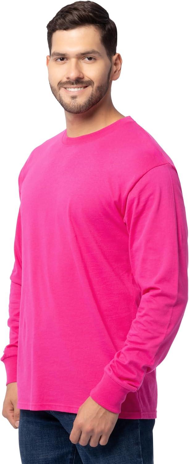 imageFruit of The Loom Mens Eversoft Cotton Long Sleeve T Shirts Breathable amp Moisture Wicking with Odor ControlLong Sleeve Cyber Pink