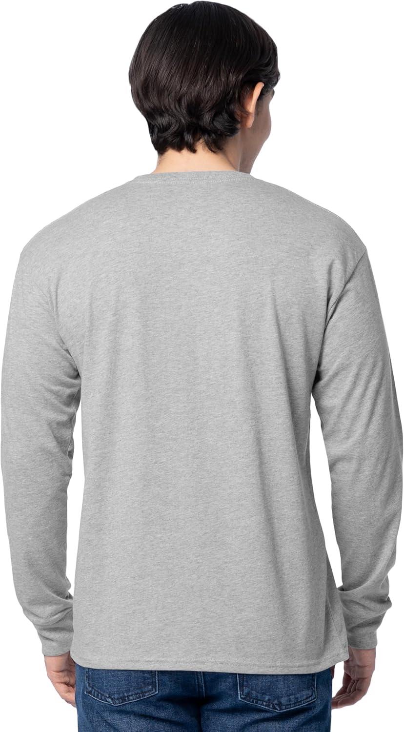 imageFruit of The Loom Mens Eversoft Cotton Long Sleeve T Shirts Breathable amp Moisture Wicking with Odor ControlLong Sleeve Grey Heather