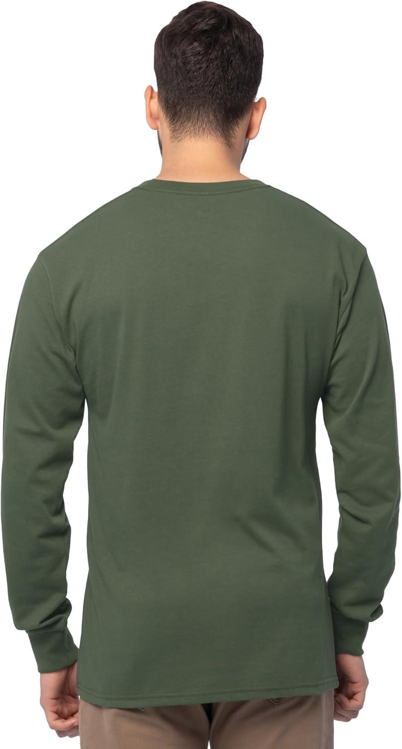 imageFruit of The Loom Mens Eversoft Cotton Long Sleeve T Shirts Breathable amp Moisture Wicking with Odor ControlLong Sleeve Military Green