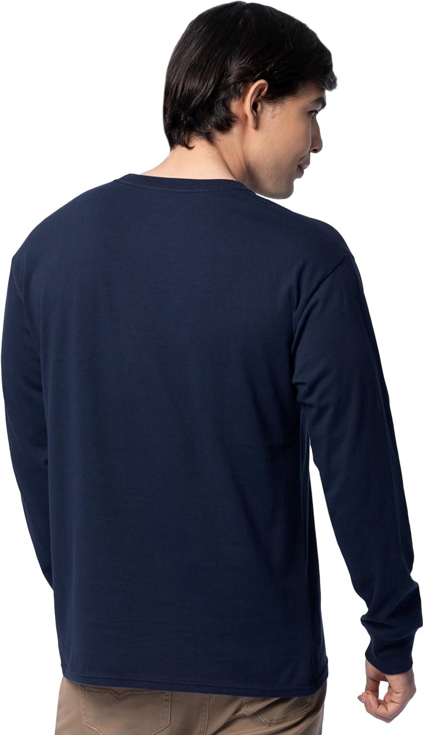 imageFruit of The Loom Mens Eversoft Cotton Long Sleeve T Shirts Breathable amp Moisture Wicking with Odor ControlLong Sleeve Navy