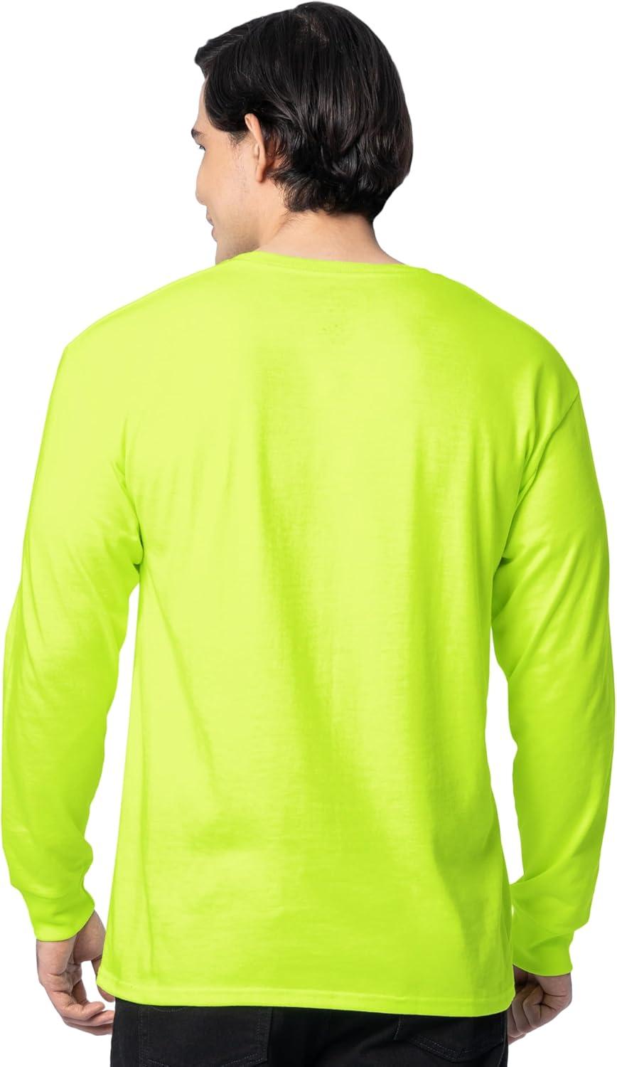 imageFruit of The Loom Mens Eversoft Cotton Long Sleeve T Shirts Breathable amp Moisture Wicking with Odor ControlLong Sleeve Safety Green