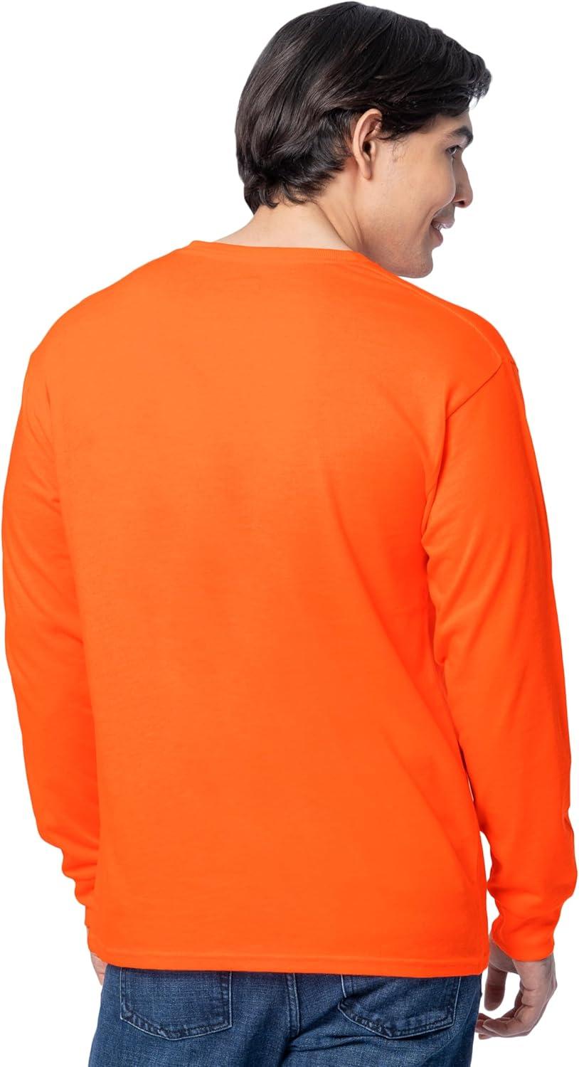 imageFruit of The Loom Mens Eversoft Cotton Long Sleeve T Shirts Breathable amp Moisture Wicking with Odor ControlLong Sleeve Safety Orange