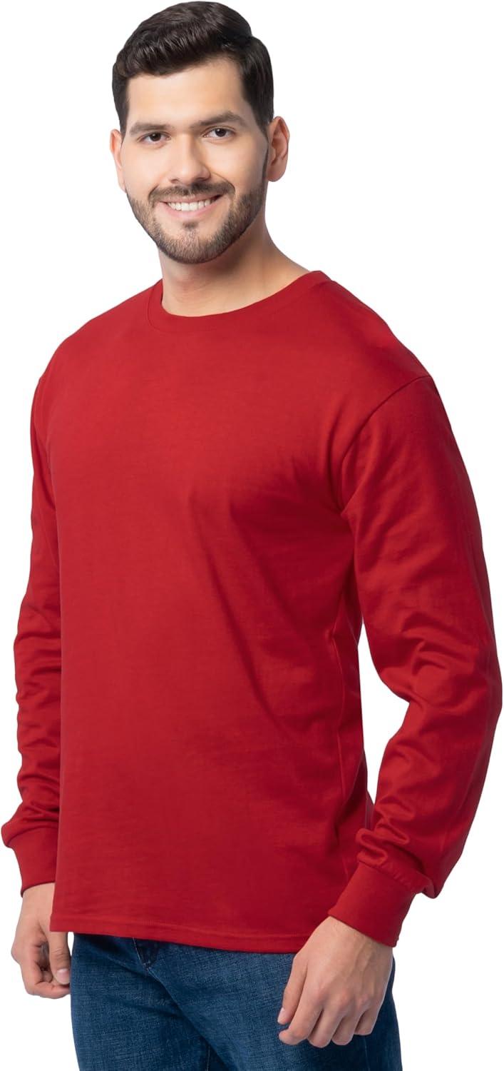 imageFruit of The Loom Mens Eversoft Cotton Long Sleeve T Shirts Breathable amp Moisture Wicking with Odor ControlLong Sleeve True Red