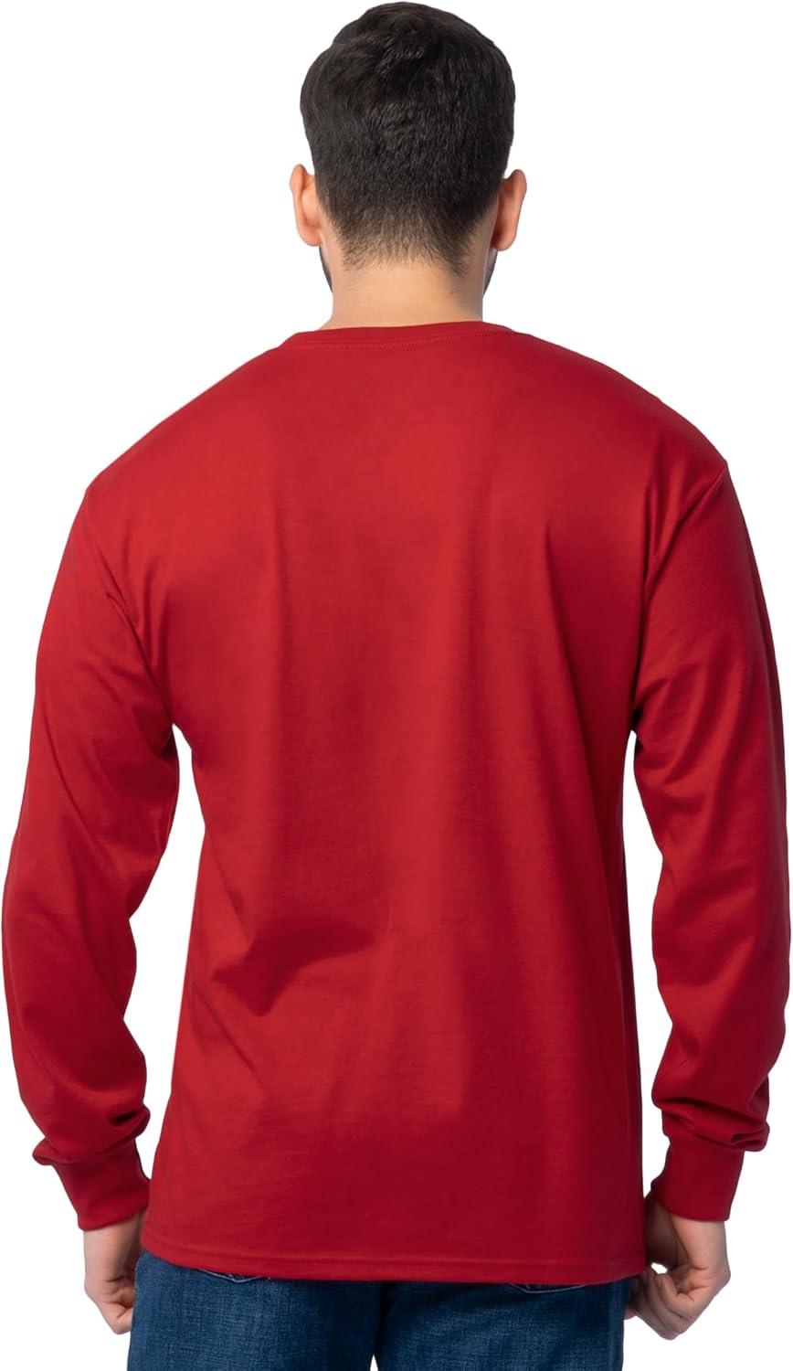 imageFruit of The Loom Mens Eversoft Cotton Long Sleeve T Shirts Breathable amp Moisture Wicking with Odor ControlLong Sleeve True Red
