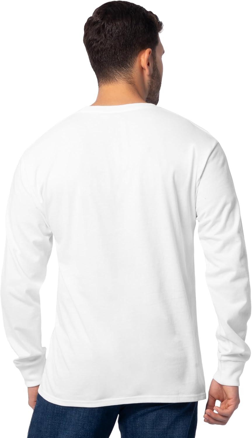 imageFruit of The Loom Mens Eversoft Cotton Long Sleeve T Shirts Breathable amp Moisture Wicking with Odor ControlLong Sleeve White Ice