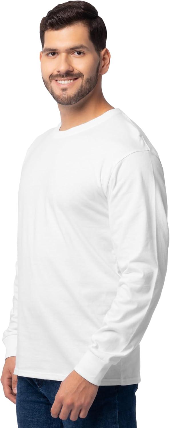 imageFruit of The Loom Mens Eversoft Cotton Long Sleeve T Shirts Breathable amp Moisture Wicking with Odor ControlLong Sleeve White Ice
