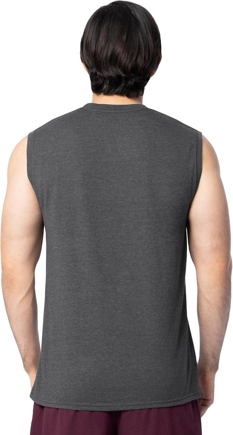 imageFruit of The Loom Mens Eversoft Cotton Sleeveless T Shirts Breathable amp Moisture Wicking with Odor Control Sizes S4XMuscle 2 Pack Black Heather
